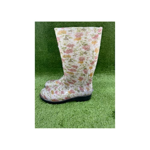 Bota Galocha Feminina Baspan Floral Impermeável Extra
