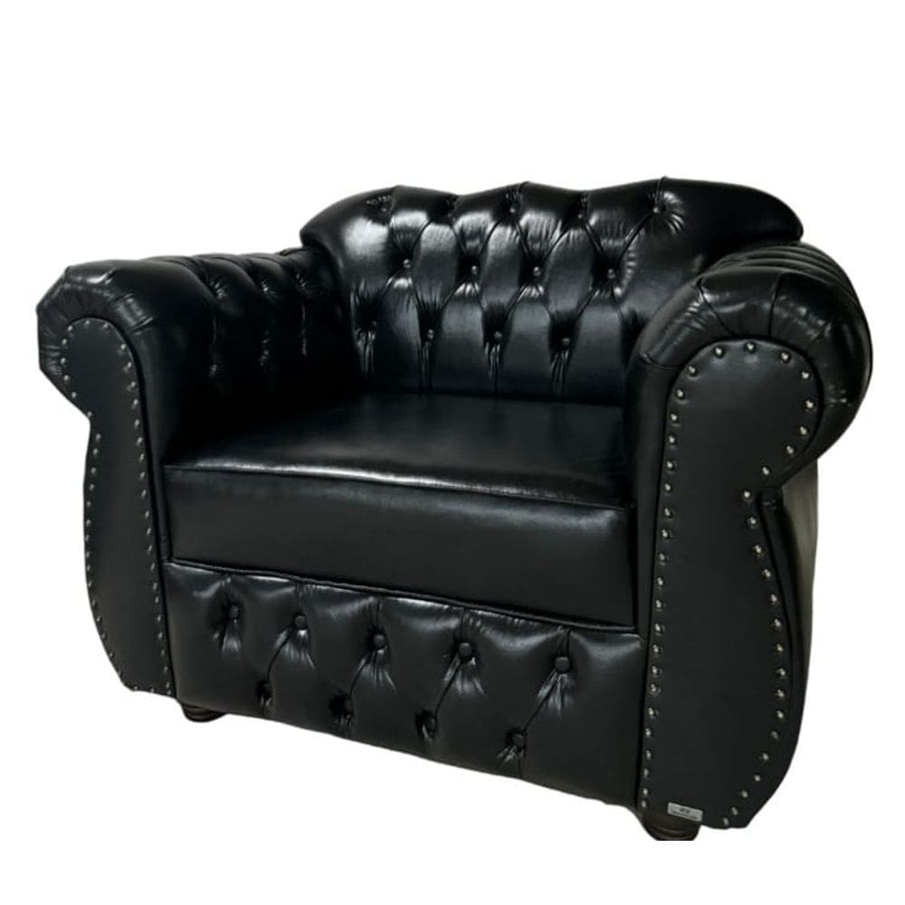 2 POLTRONAS CHESTERFIELD CAPITONE IMPERATRIZ - CORANO PRETO / sala - recepção - barbearia - decoração -TV