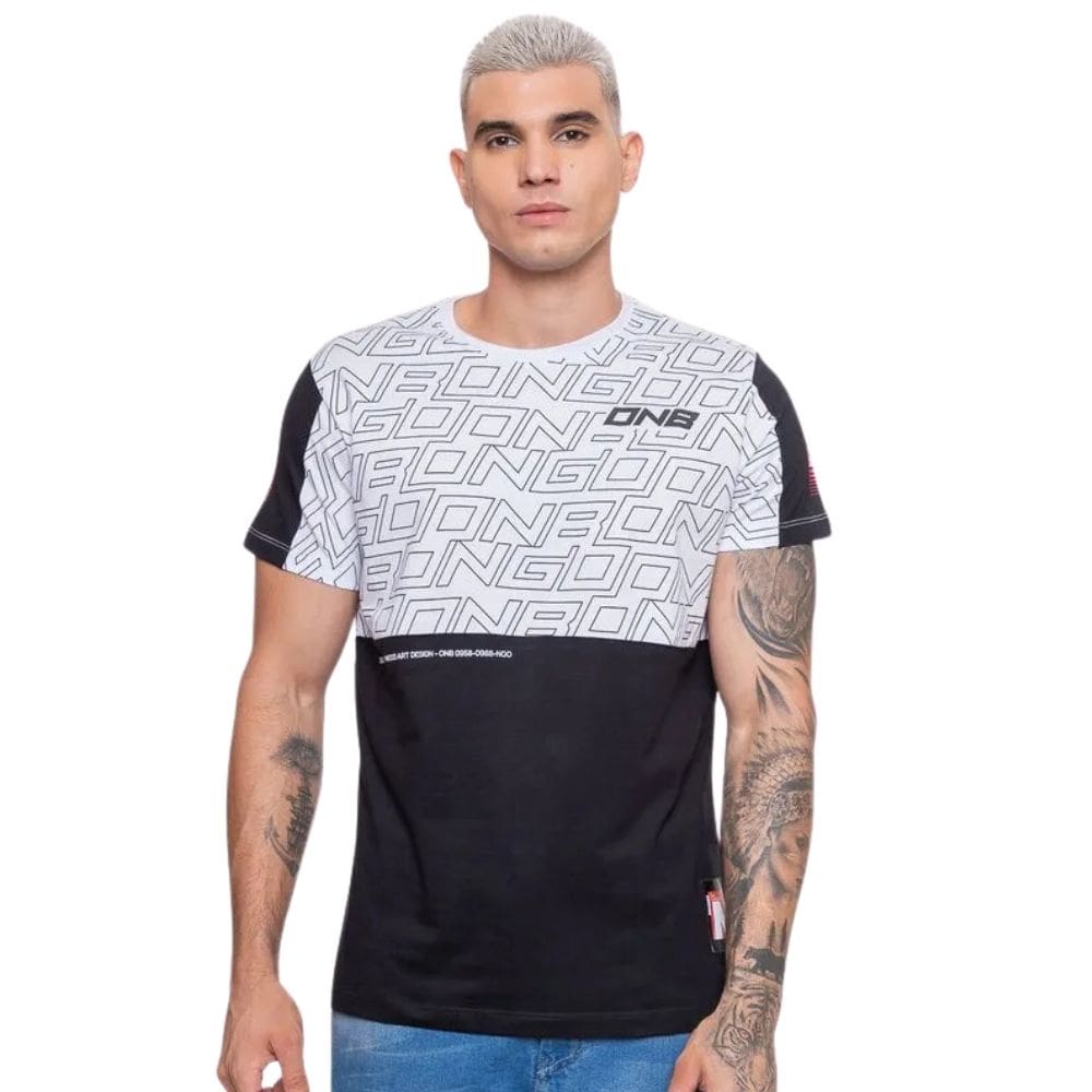 Camiseta Masculina Onbongo Especial NGO Branca/Preta ON123
