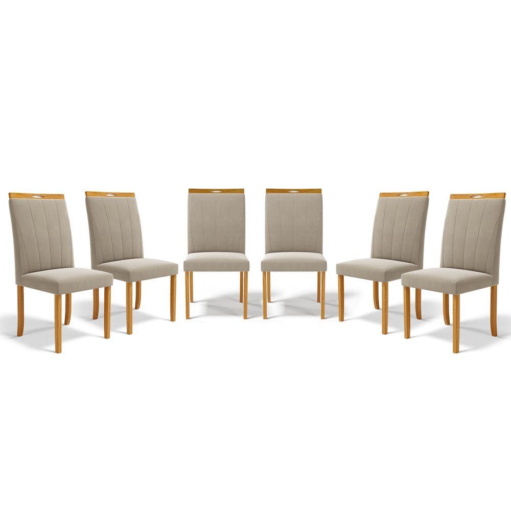 Kit Com 6 Cadeiras Aurora Madeira Maciça Estofadas Para Mesa De Jantar