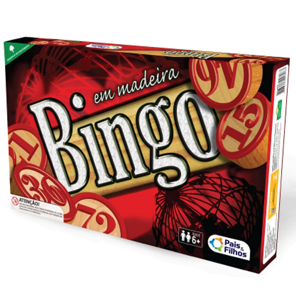 Jogo Bingo Infantil em Madeira Interativo 48 Cartelas Pais&Filhos