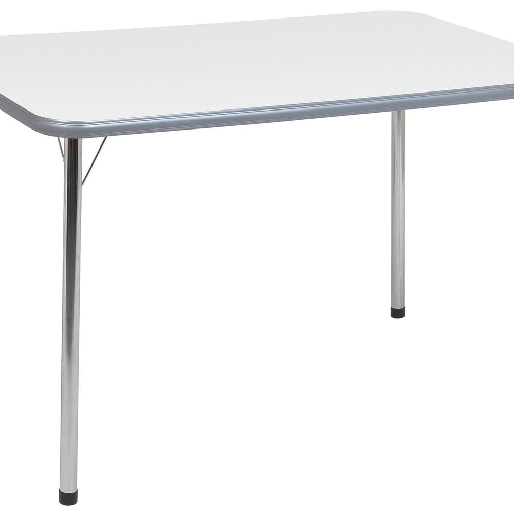 Mesa para Sala de Jantar Roberta Brilhante Cromado/Branco/Cinza