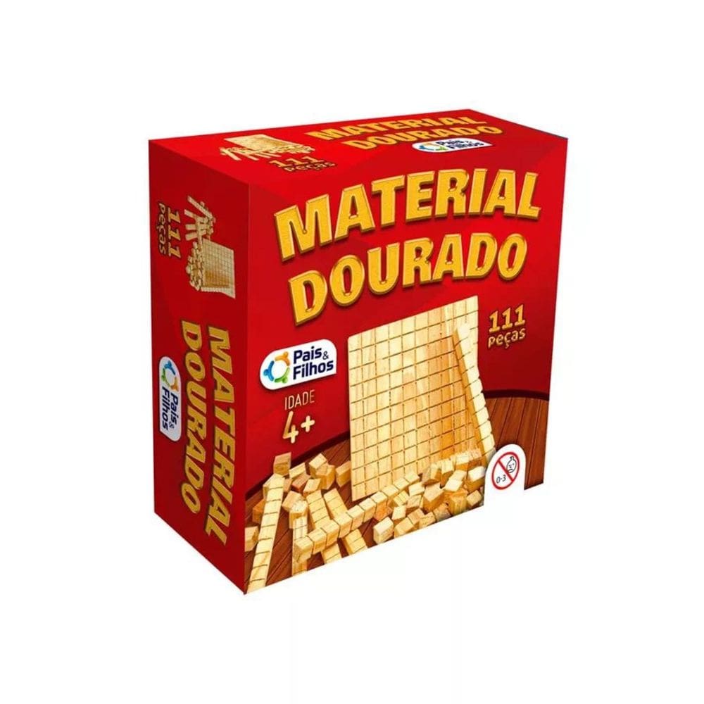 Material Dourado Didático Infantil 111pçs em Madeira Pais e Filhos