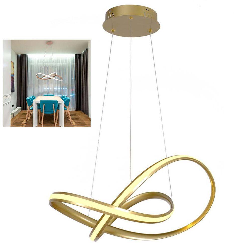Lustre Pendente 3000K LED Iluminaçao Arco Infinito Sala Recepçao Hall de Entrada Hotel Residencial Comercial Ambiente