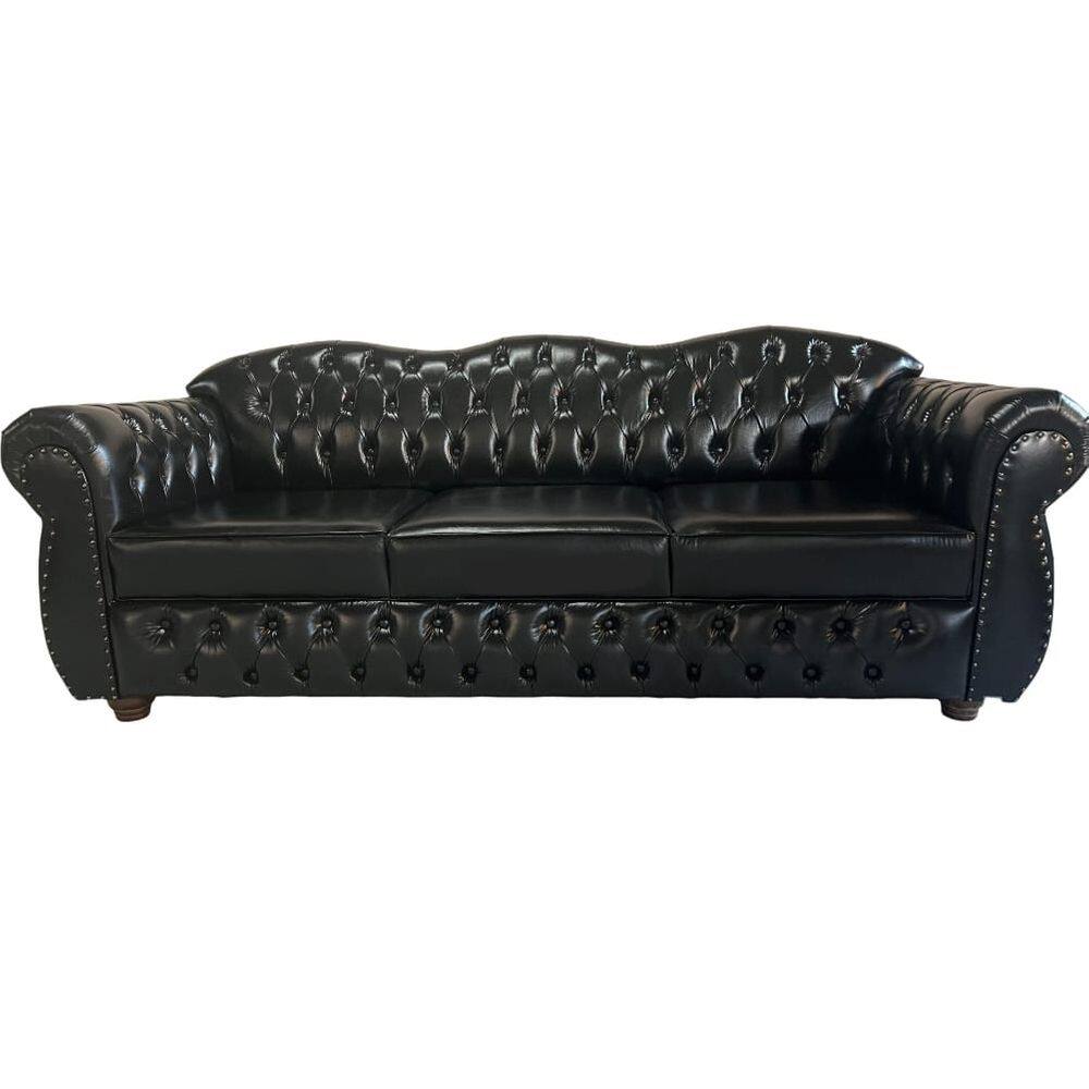 1 SOFÁ CHESTERFIELD CAPITONE IMPERATRIZ - TAMANHO 2.30M - CORANO PRETO / sala - recepção - barbearia - decoração - TV