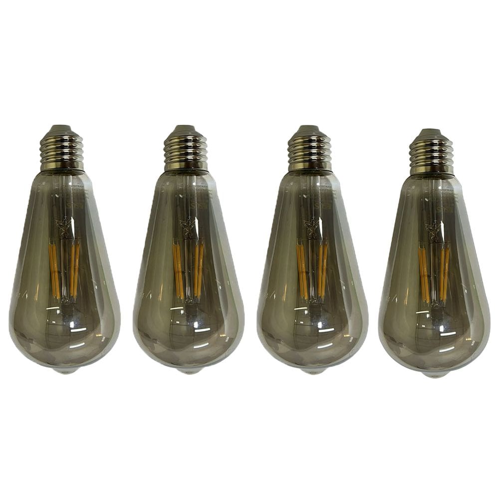 Lampada Led Multi Filamento Fume Vintage 30W Kit 4 Uni Decoraçao Iluminaçao Sala Quarto Varanda Casa Branco Quente