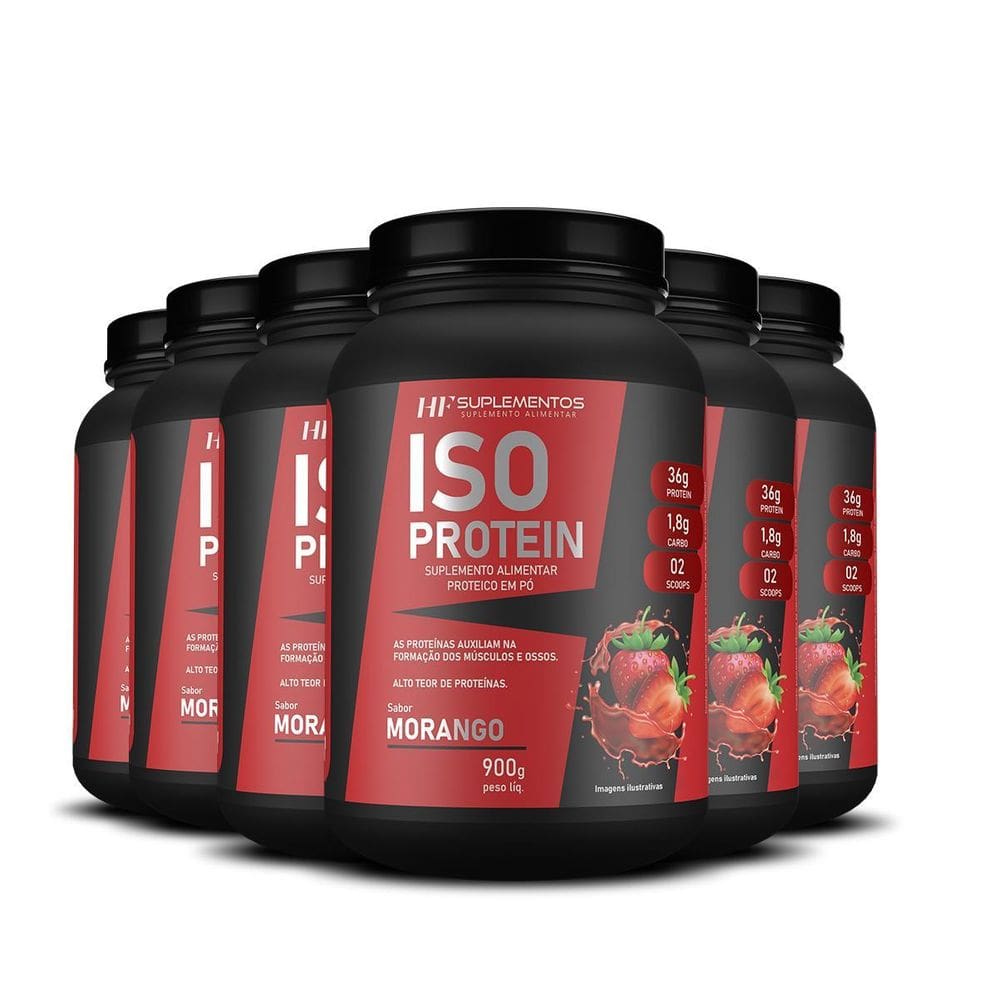 6X Whey Isolado Protein Morango 900G Hf Suplementos