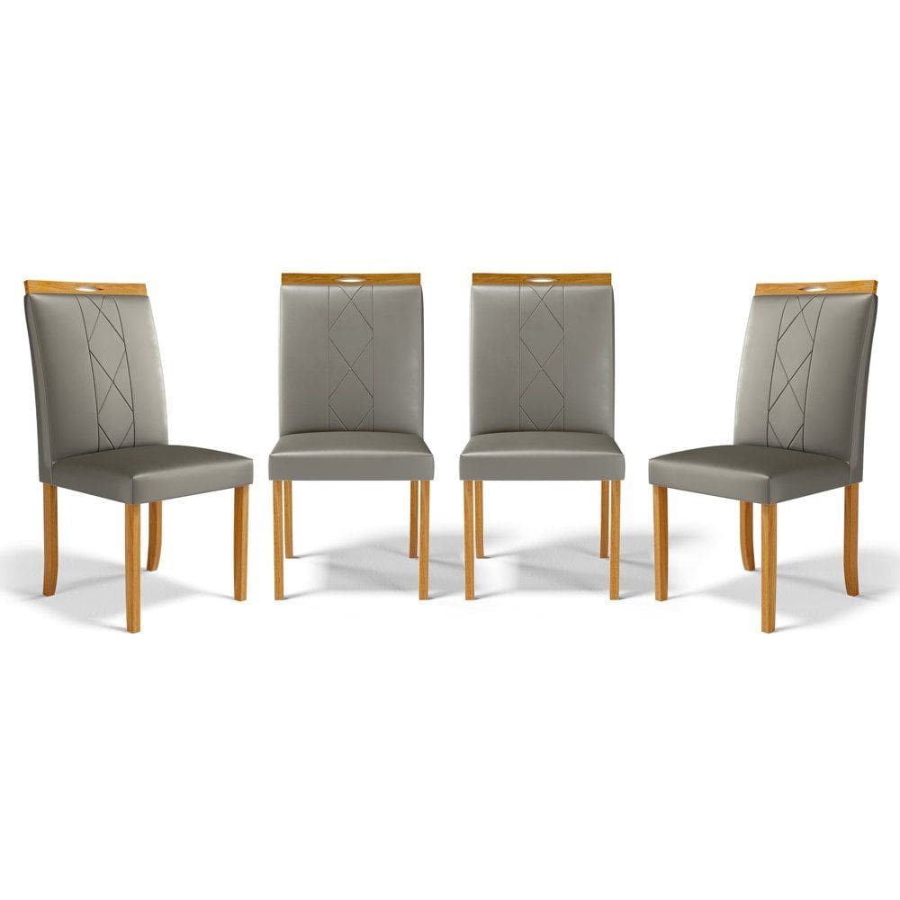 Kit Com 4 Cadeiras Ana Madeira Maciça Estofadas Para Mesa De Jantar