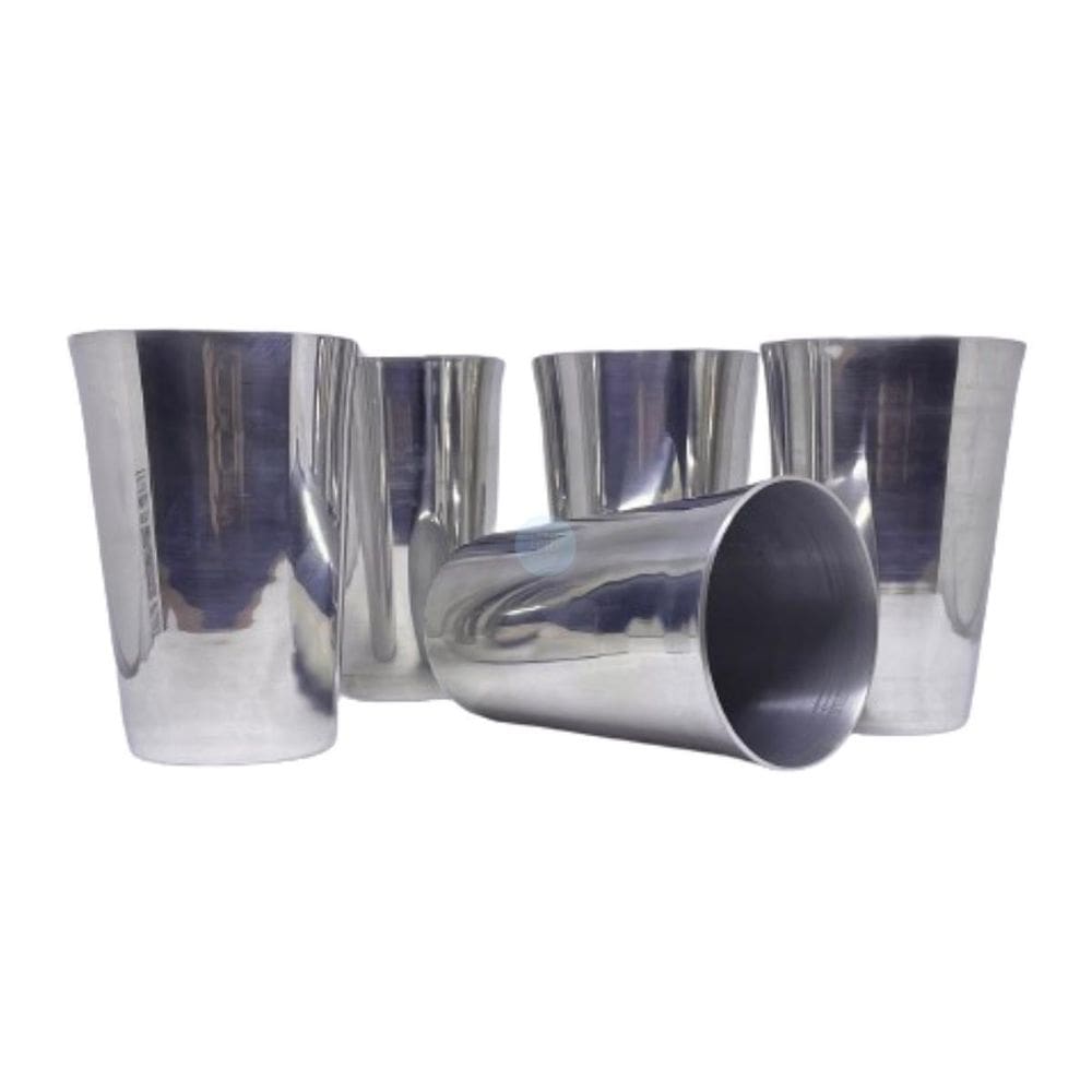 Kit 5 Copos 300Ml De Alumínio Cromado Para Chopp E Cerveja