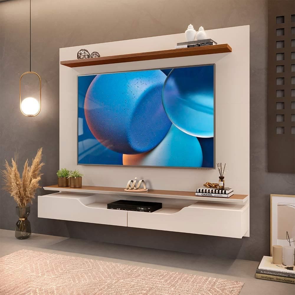 Painel Para TV Até 60 Polegadas Off White Freijó Lins Shop JM