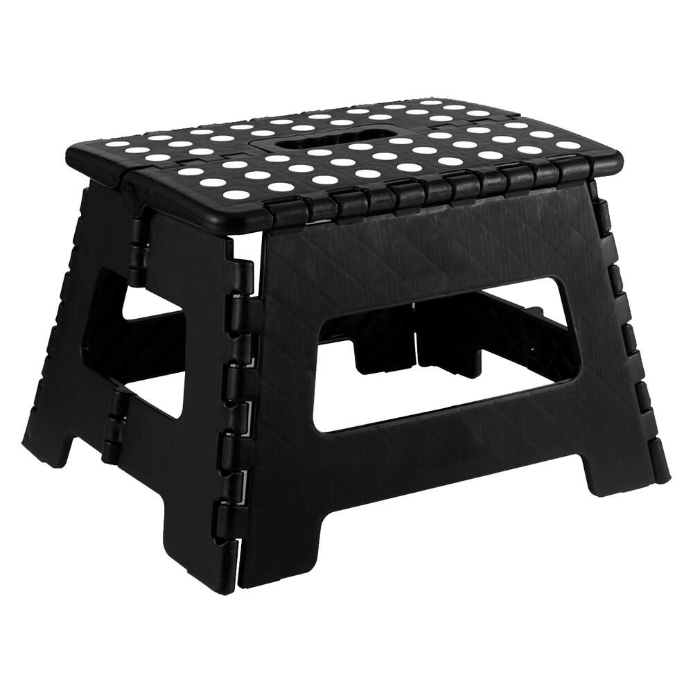 Banqueta Dobrável Com Alça Portátil Banco De Plástico Multiuso 22cm Capacidade Até 150kg Preto