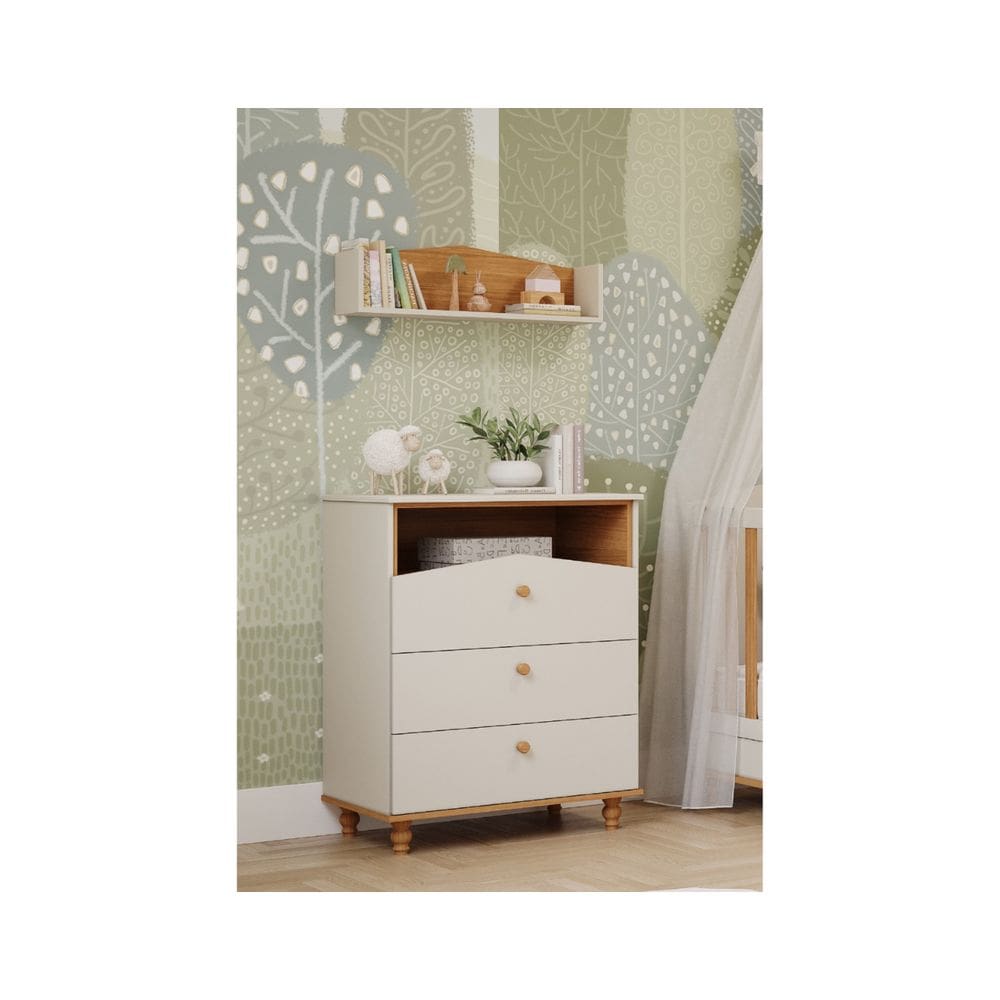 Cômoda Retro Permobili Casinha Mimo 03 gavetas MDF