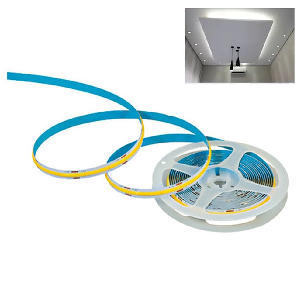 Fita LED 6500K COB 5 Metros 12v IP20 18w Perfil Teto Rebaixado Gesso Sanca Iluminaçao Profissional Loja Sala Quarto