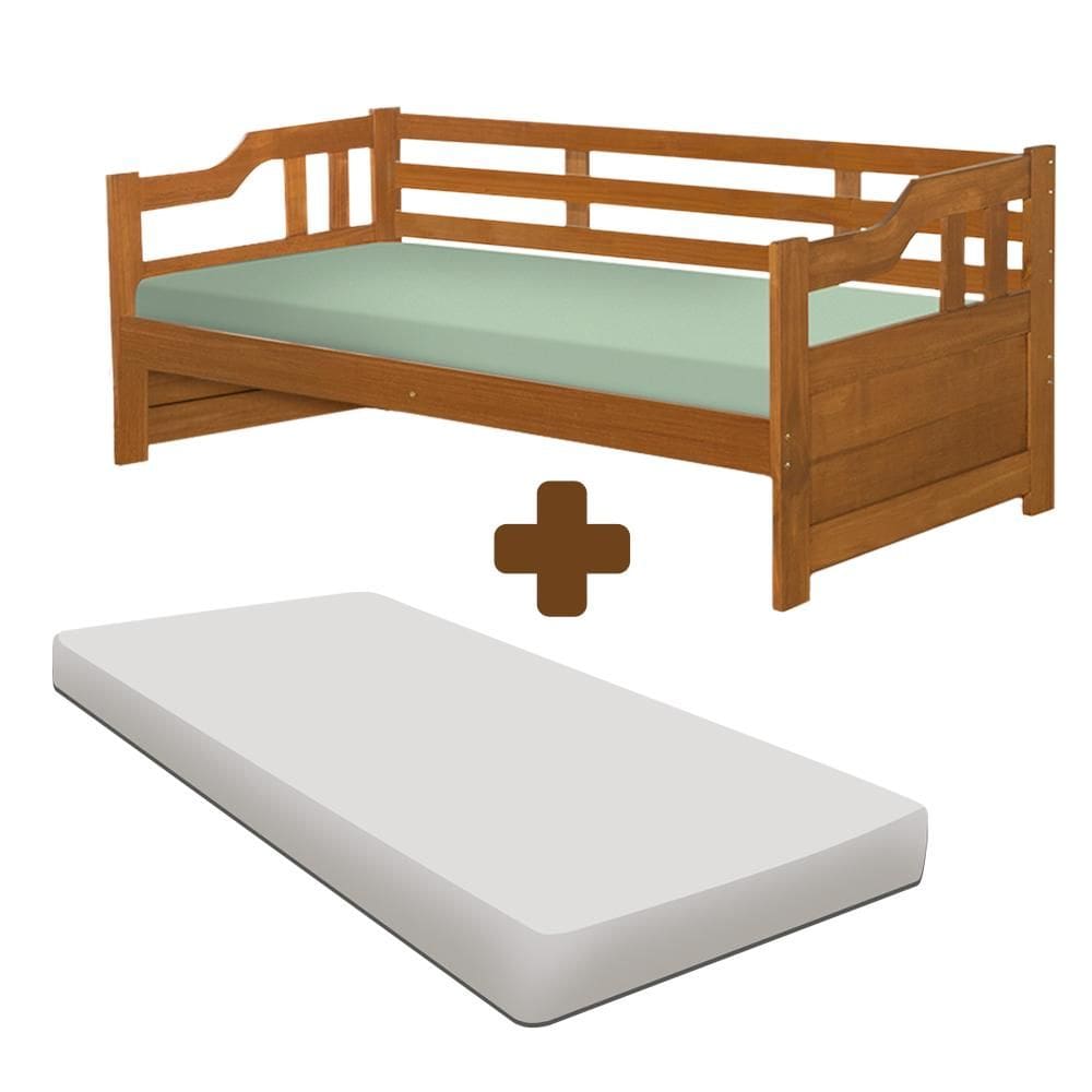 Cama Babá Madeira Maciça Colchão Solteiro Imbuia Amsterdã JM