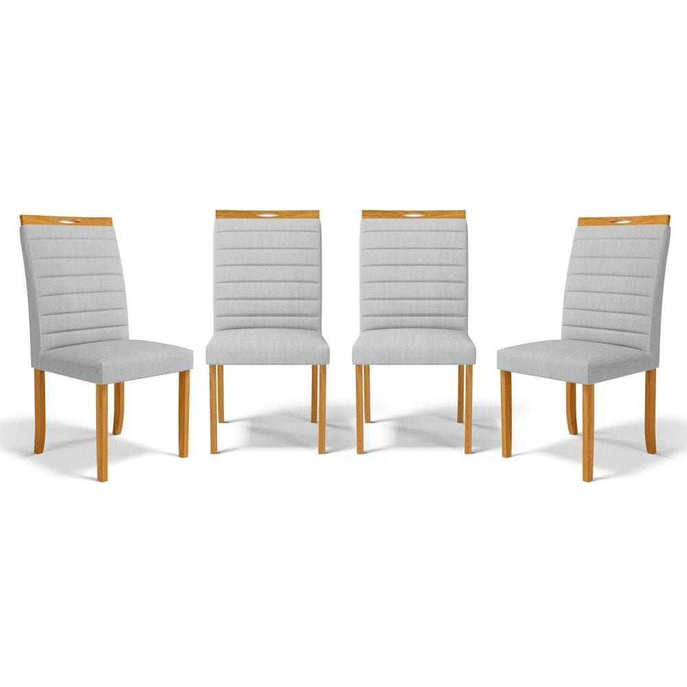 Kit Com 4 Cadeiras Sara Madeira Maciça Estofadas Para Mesa De Jantar