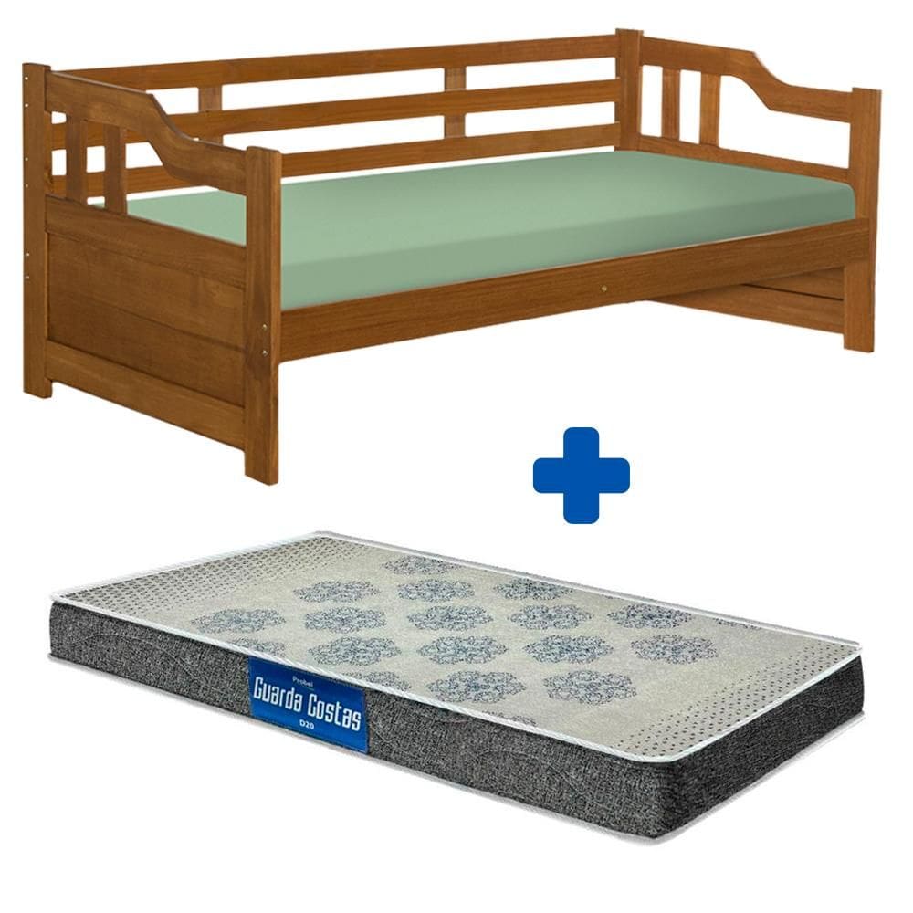 Cama de Babá Solteiro Castanho Amsterdã com Colchão Probel