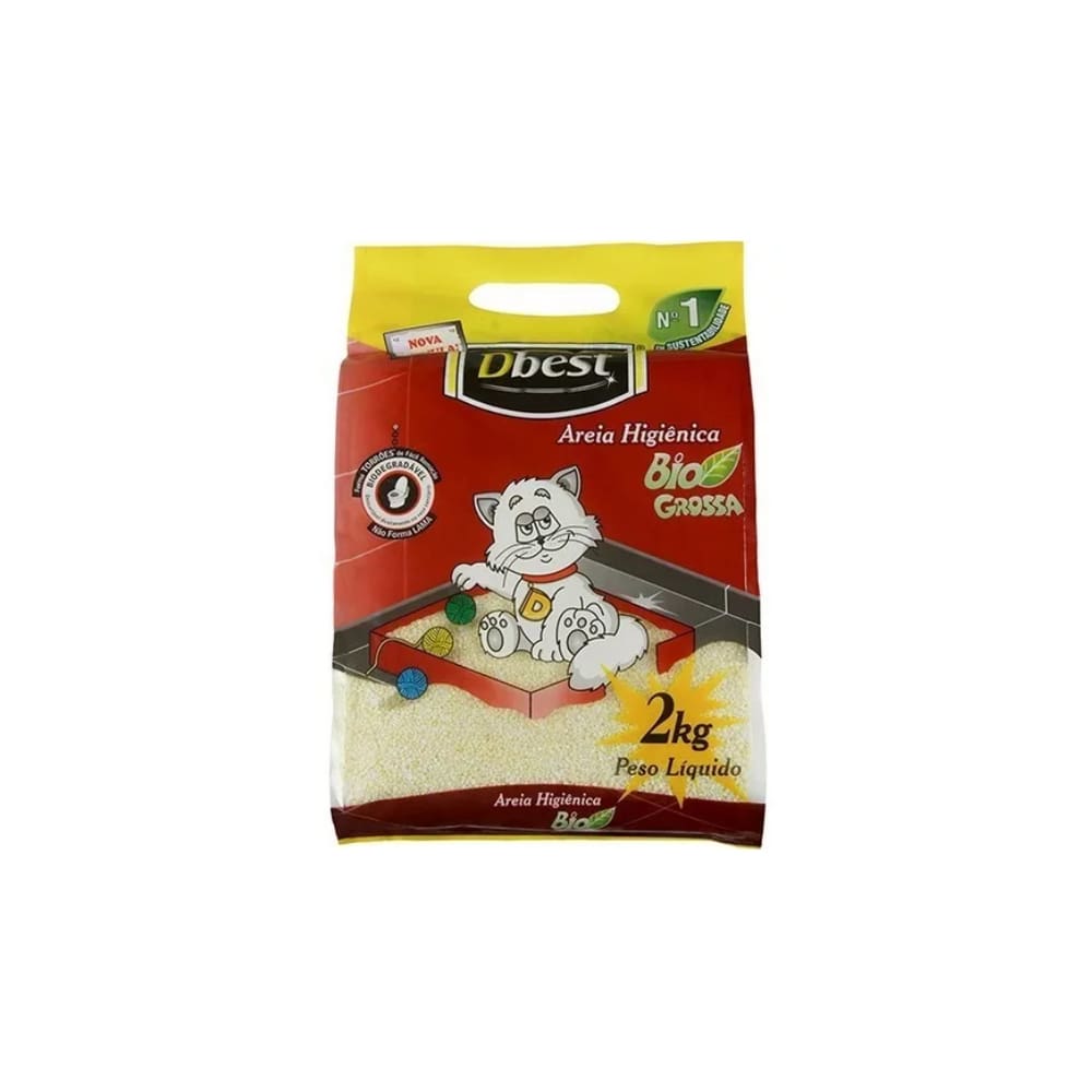 Areia Sanitária Biodegradável Para Gatos Dbest 2 kg Grossa