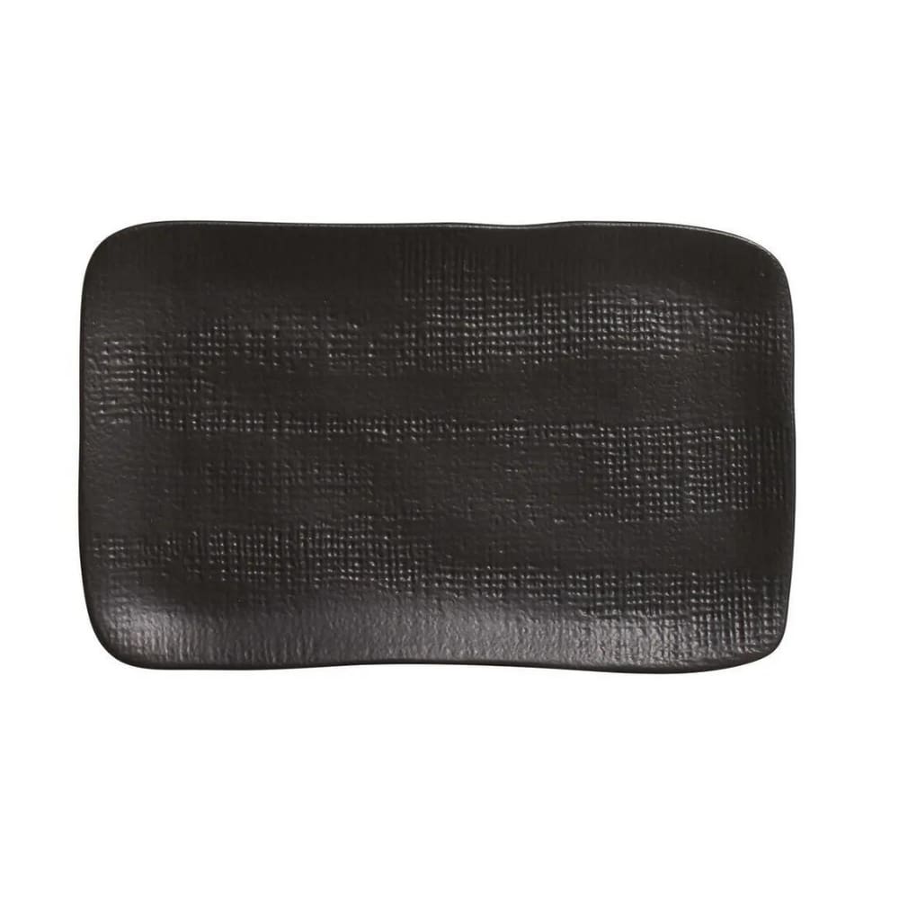 Travessa Retangular Em Cerâmica Juta Preto Matte 27x16cm Porto Brasil