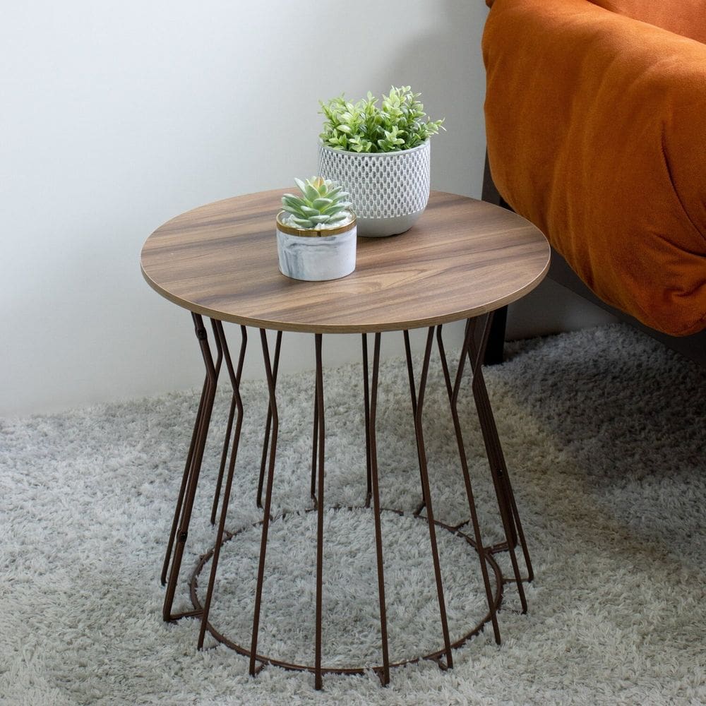 Mesa Lateral Aço Corten/Castanho Sala de Estar Aço Corten/Castanho