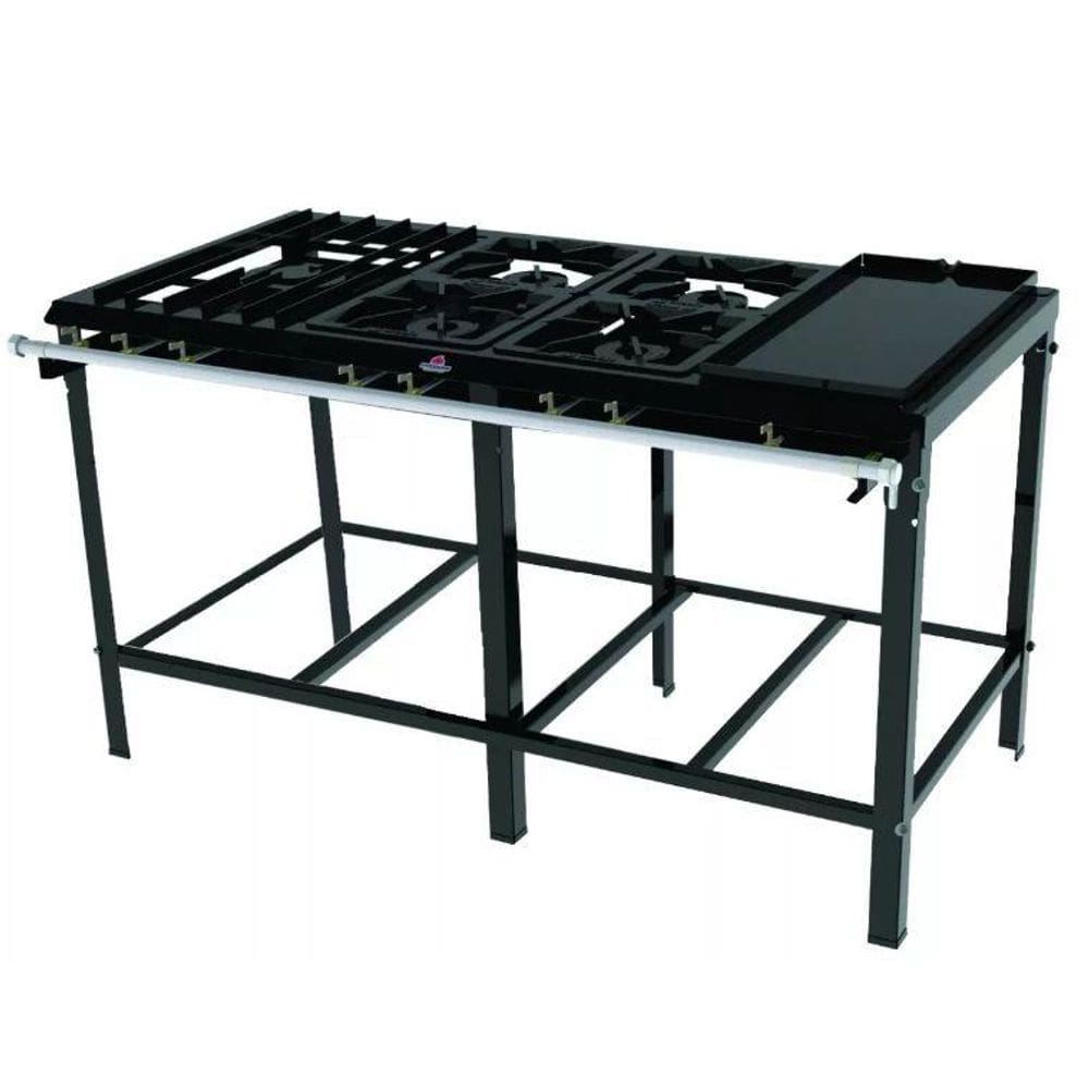 Fogão Industrial 4 Queimadores Simples 1 Queimador Duplo com Chapa PMS-510 FCH Progás