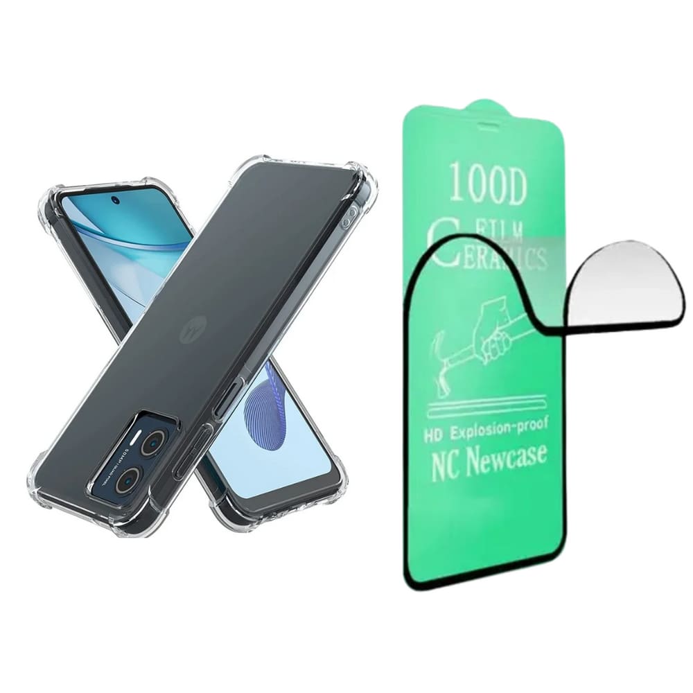 Capa Capinha + Pelicula Nano 9D P/ Moto G24 Power Preto