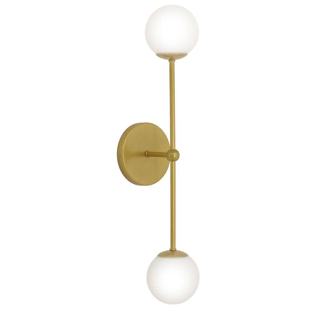 Luminária Arandela De Parede Bolinha 2 Globos Vidro Dourado