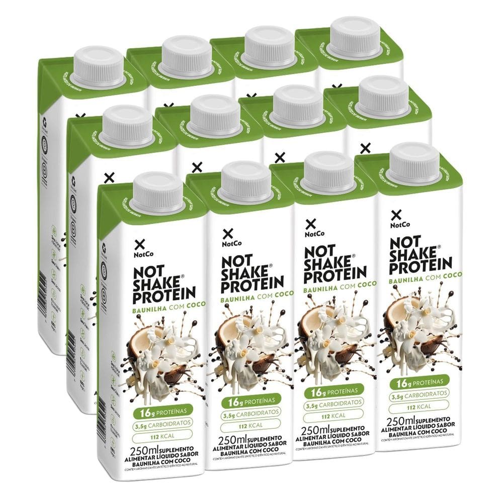 Kit Com 12Un Not Shake Protein Baunilha Com Coco 250Ml