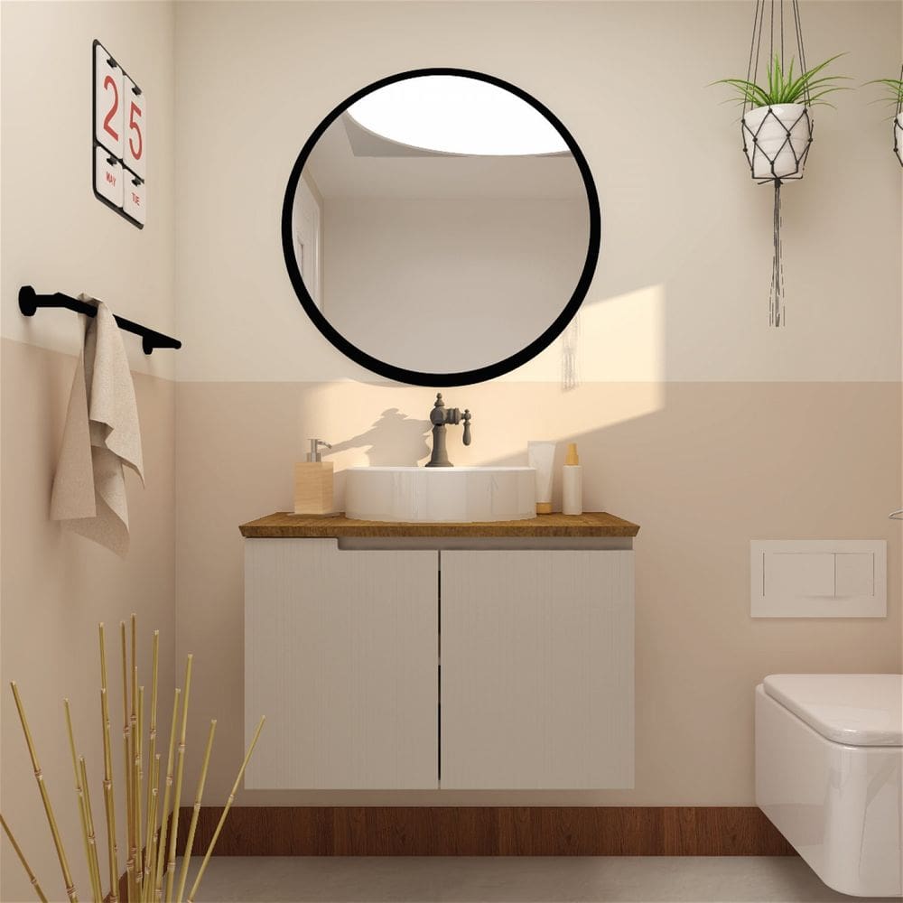 Gabinete para Banheiro 2 Portas 80cm TM 80 Mazzu Moon/IPê