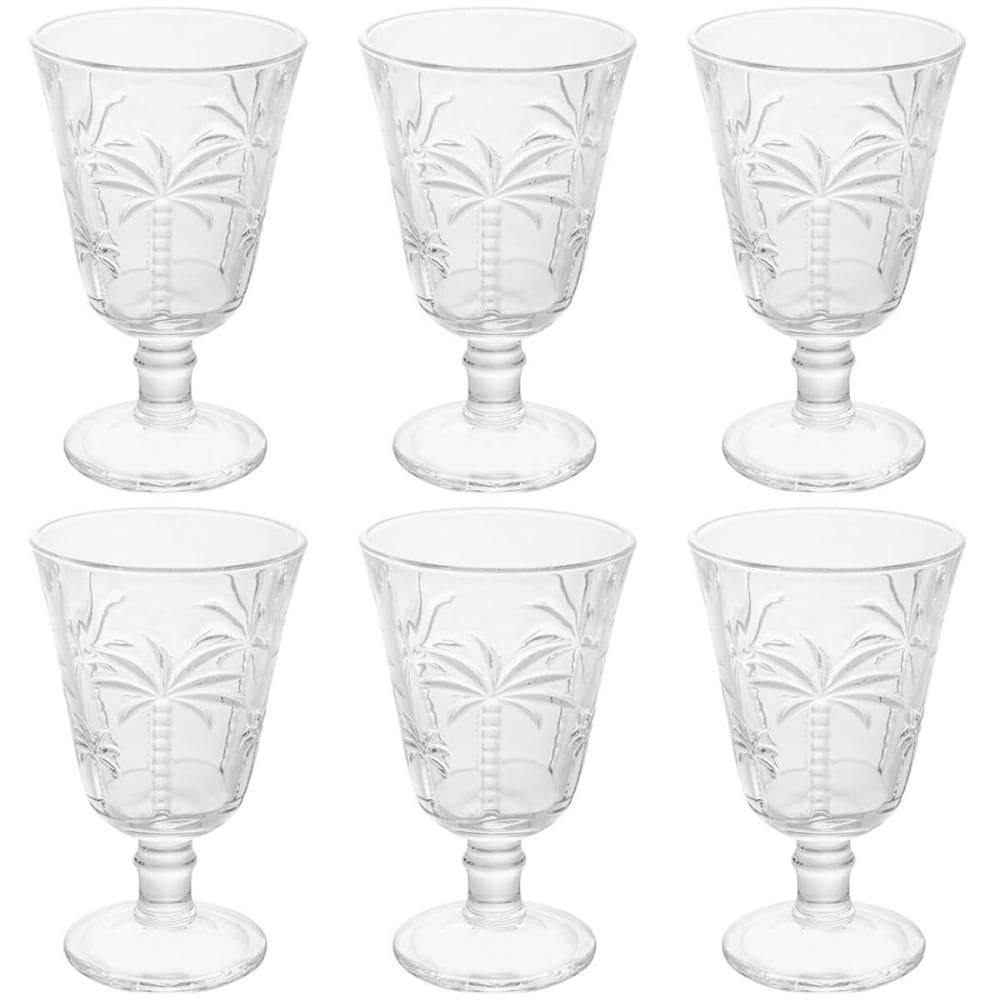 Conjunto Jogo 6 Taças de Vidro para Água Suco 240ml Desenhad
