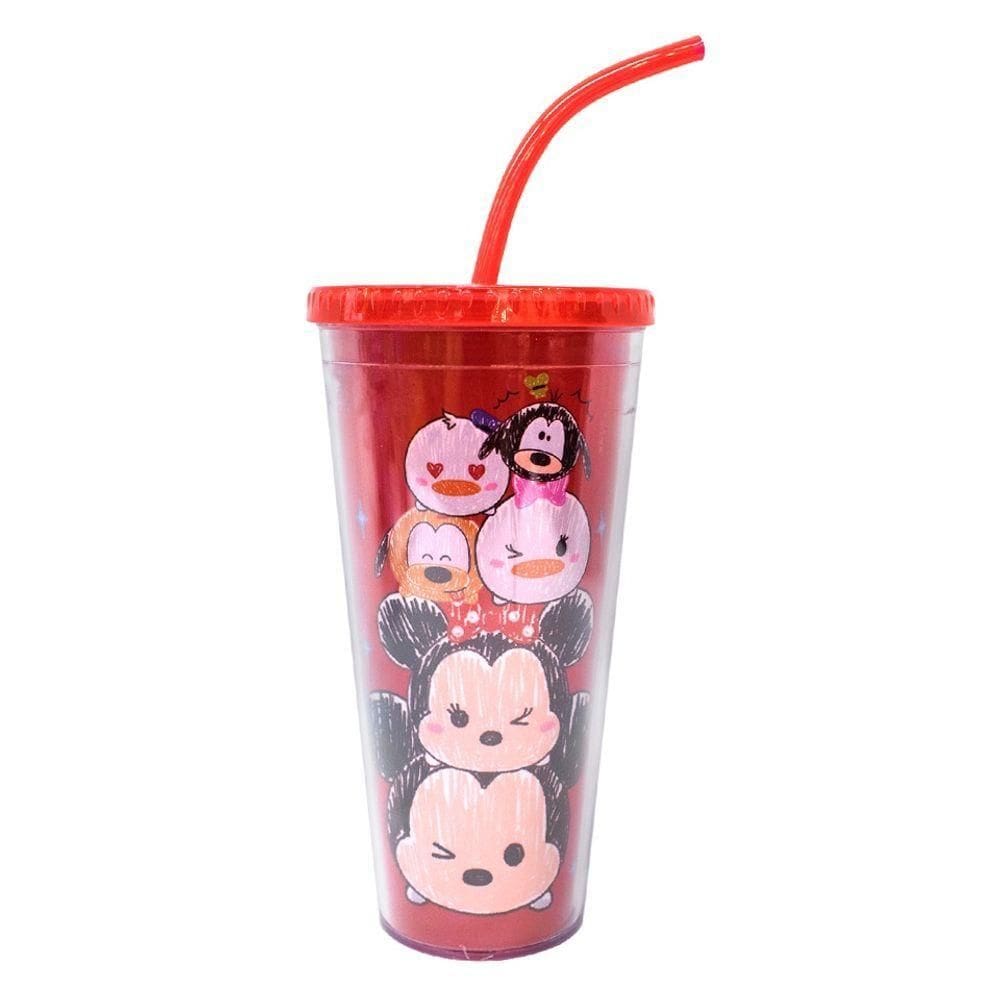 Copo Cubos De Gelo Vermelho Mickey Minnie Tsum Tsum 600 Ml