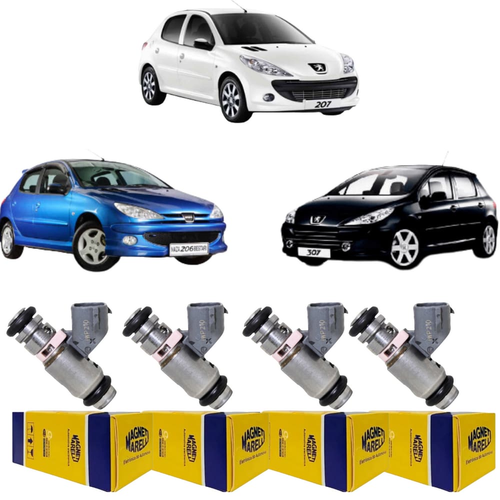 4 Bicos Injetores Pegeout 206 207 307 8V 1.4 IWP210 Marelli