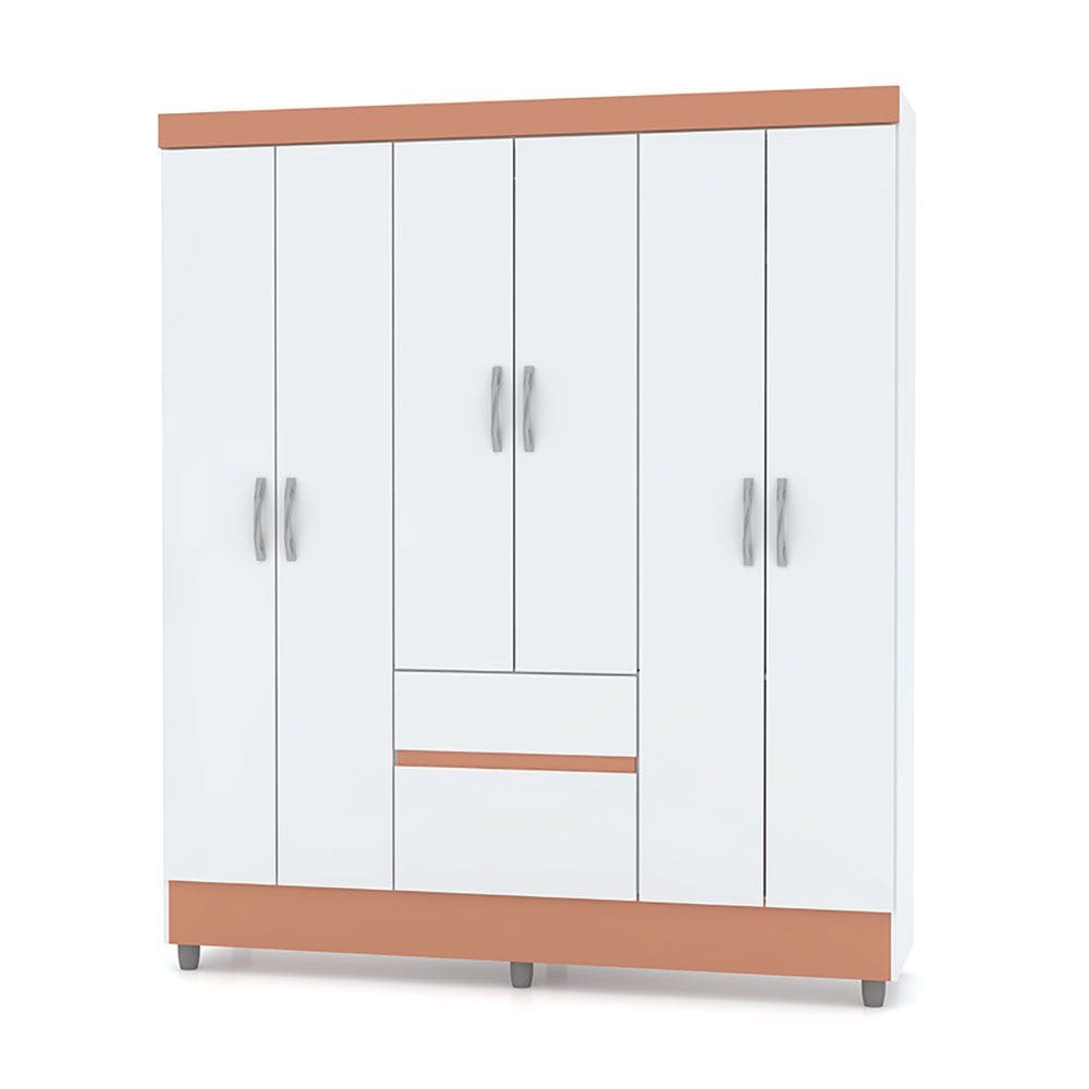 Guarda Roupa Solteiro 6 Portas 153 cm Rio Plus Imbuia - Pallazio