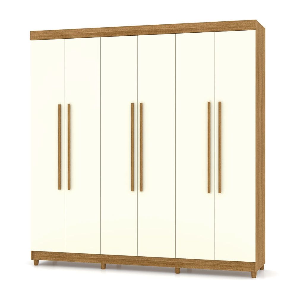 Guarda Roupa Casal 6 Portas 218 cm Elegância Nature/Champanhe - Pallazio