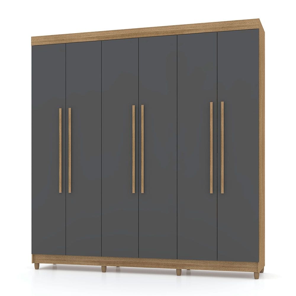 Guarda Roupa Casal 6 Portas 218 cm Elegância Nature/Alasca - Pallazio