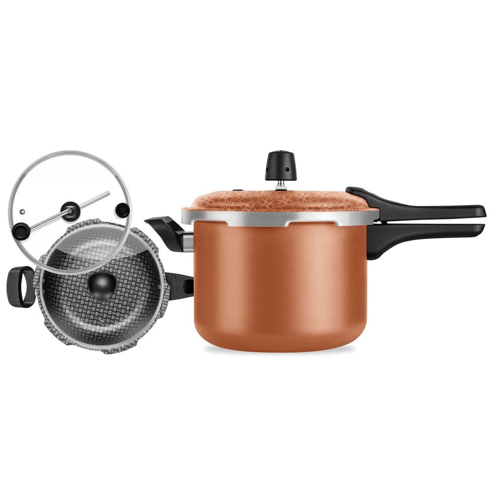 Kit Panelas de Pressão Com 3 Tampas Cobre Conjunto Versátil Patolux