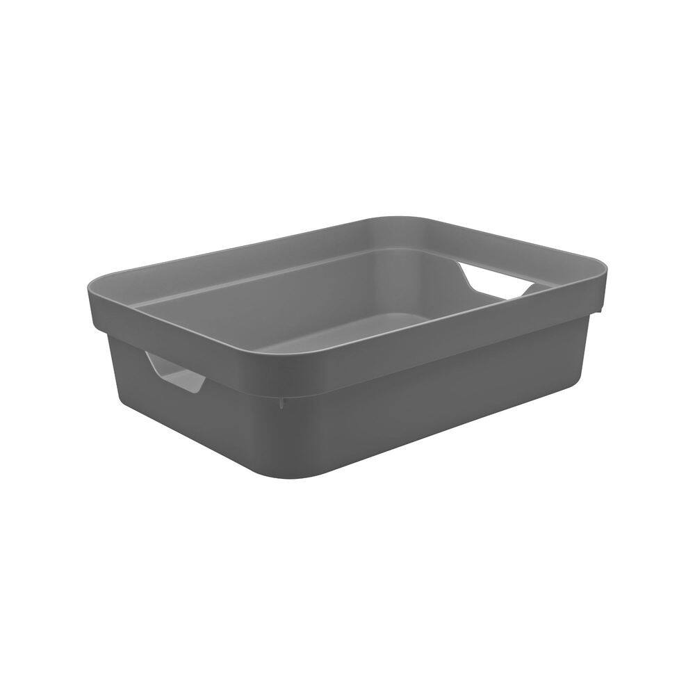 Caixa Organizadora Cube P Baixa 4,8L Cinza - Ou