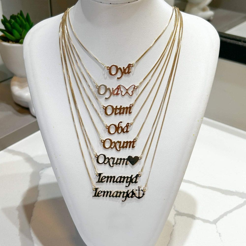 Colar Pingente Nomes Orixás - Banhado em Ouro 18k