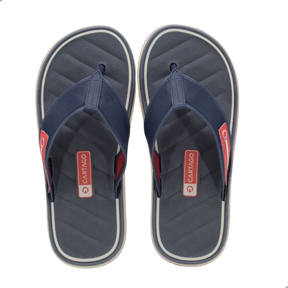 Chinelo Cartago de dedo Málaga Sport Bege/Azul/Vermelho