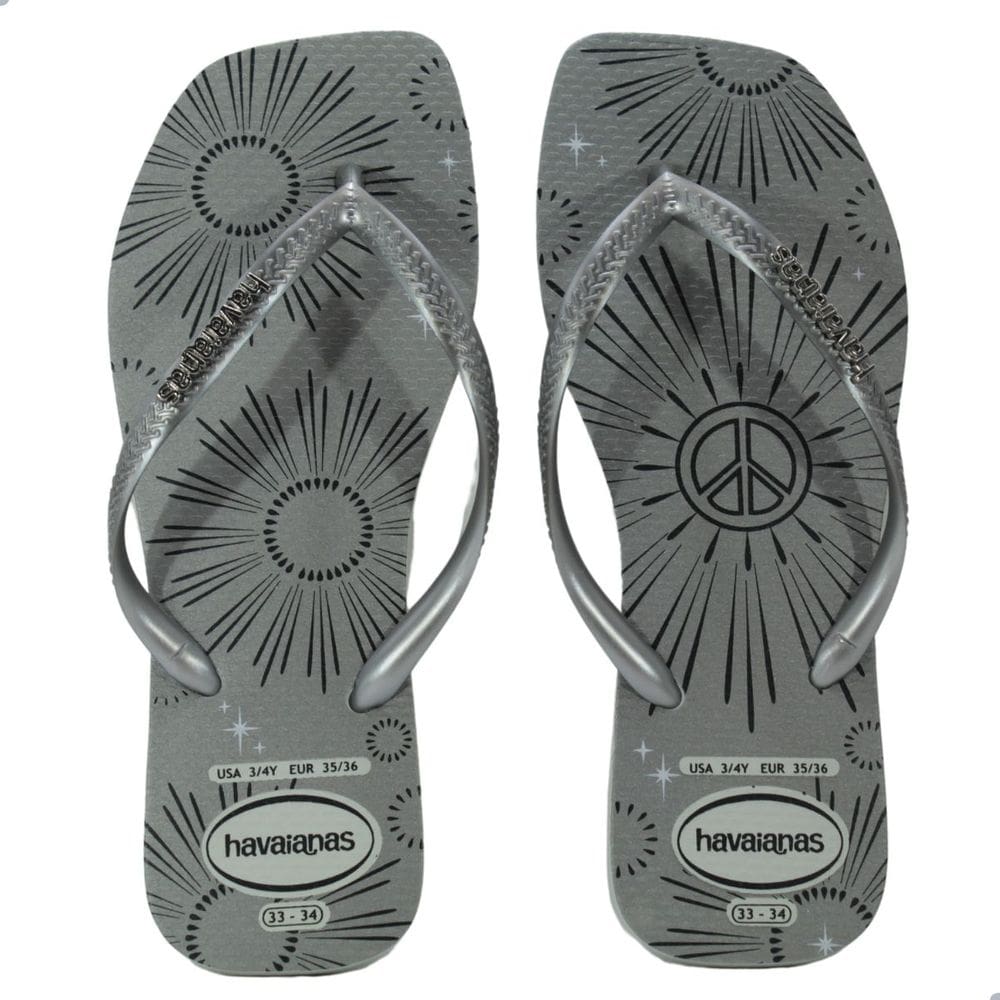 Chinelo Havaianas Slim Square Metalizado Party Cinza