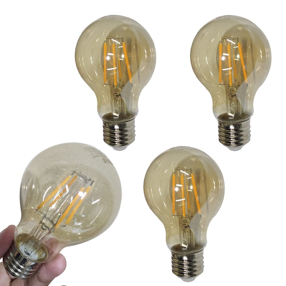 Lampada Led 30w Multifilamento Kit 4 Uni Decoraçao Vintage Iluminaçao Garagem Sala Quarto Casa Branco Quente Ambar