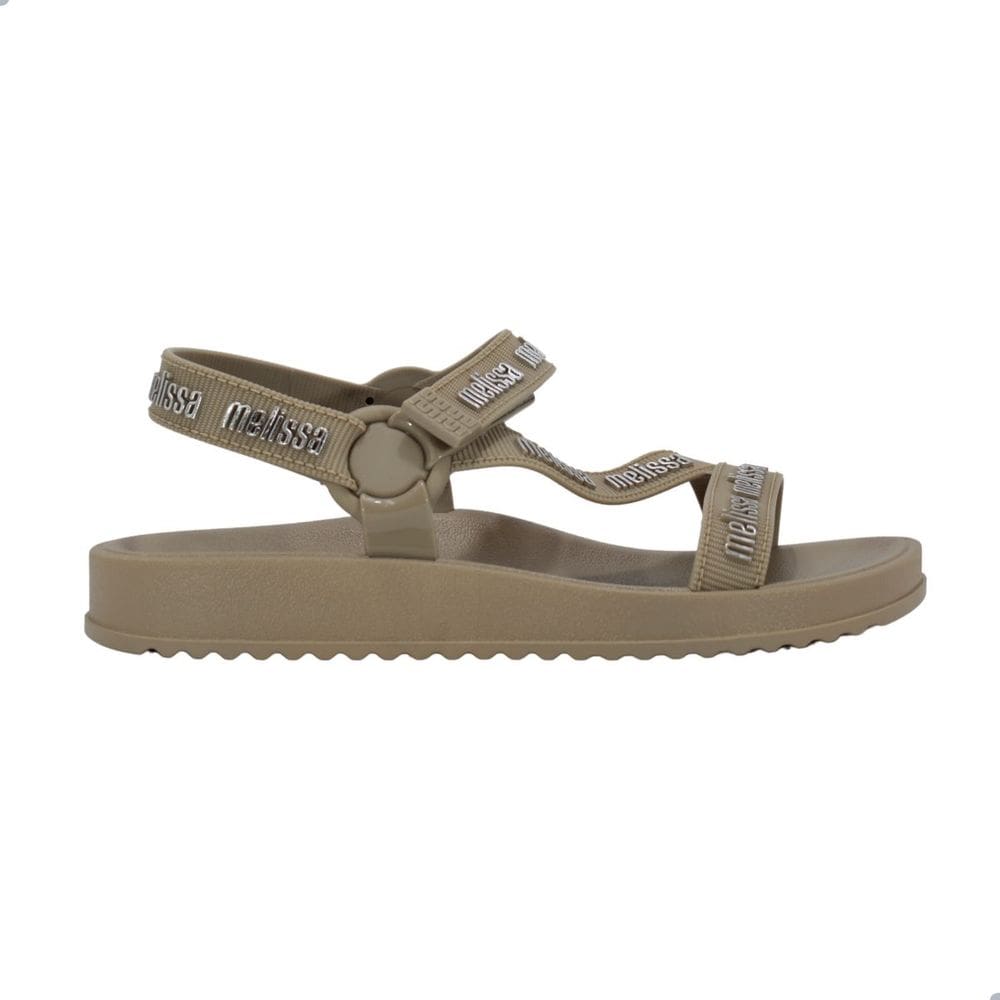 Sandália Melissa Stripes M Lover Adulto Bege Prata