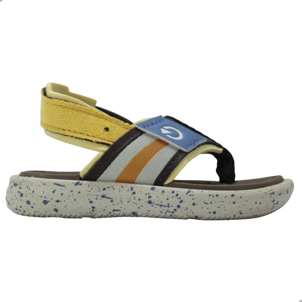 Chinelo Cartago de Dedo Mini II Baby Bege/Marrom/Amarelo