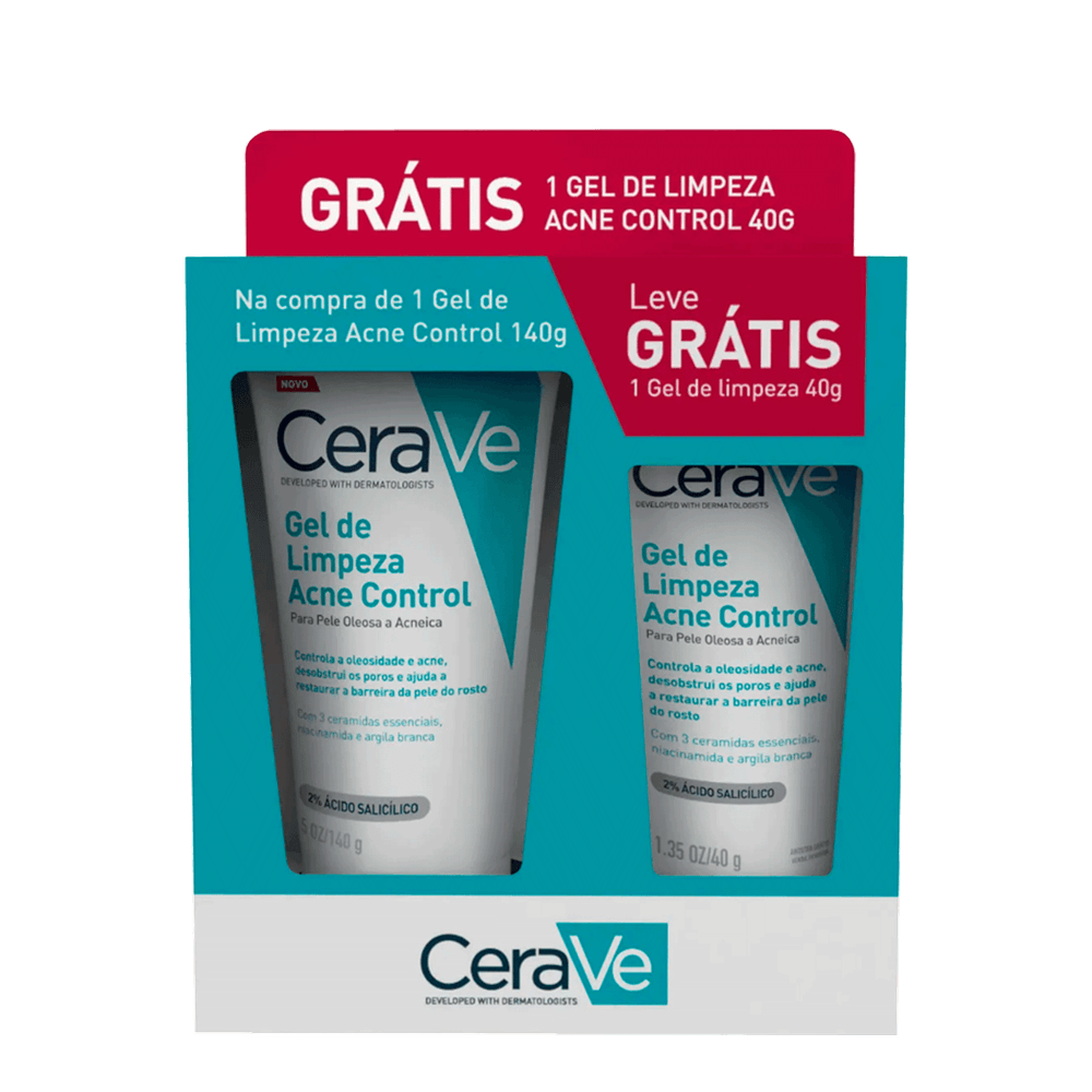 Kit CeraVe Acne Control - Gel De Limpeza 140g + Gel De Limpeza 40g