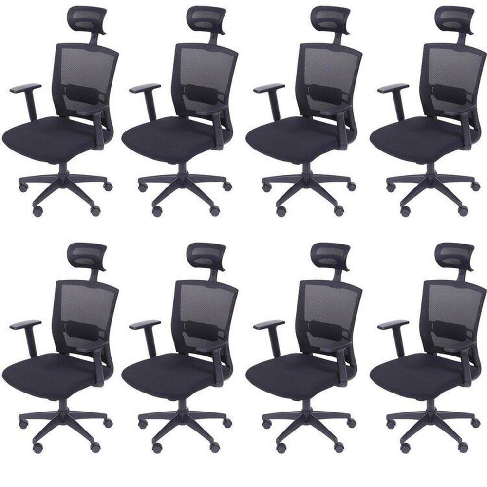 Kit 8 Cadeiras para Escritorio Presidente Nr17 Office 3317 Preto