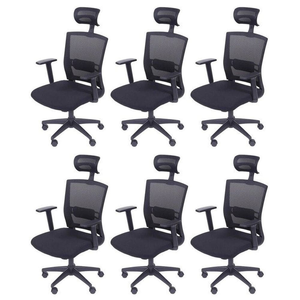 Kit 6 Cadeiras para Escritorio Presidente Nr17 Office 3317 Preto