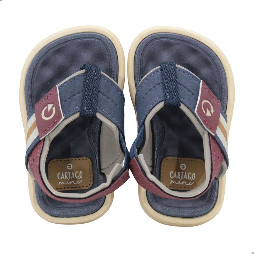 Chinelo de Dedo Cartago Mini II Baby Azul/Bege/Bordo