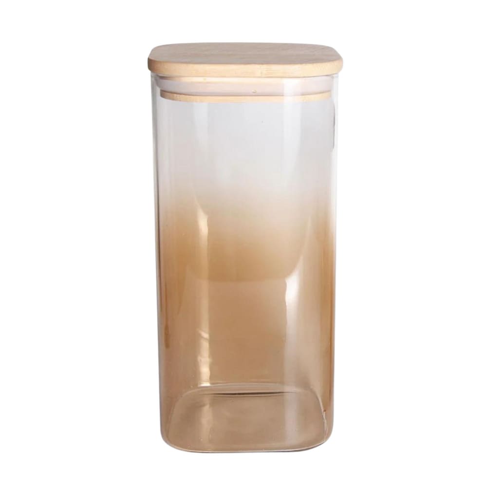 Porta Mantimentos Quadrado Em Vidro Borossilicato Degradê Âmbar Dynasty 900ml