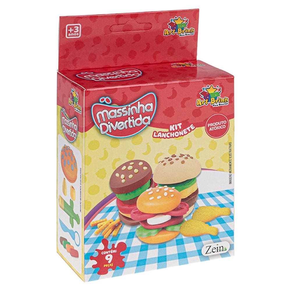 Massinha de Modelar Art Brinq Kit Lanchonete com 9 Peças