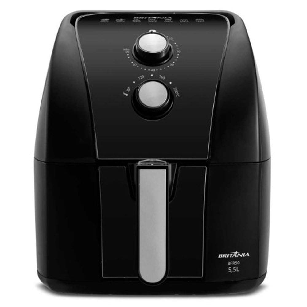 Fritadeira Elétrica Sem Óleo Air Fryer Britânia 5.5L 1500W BFR50 Redstone com Inox