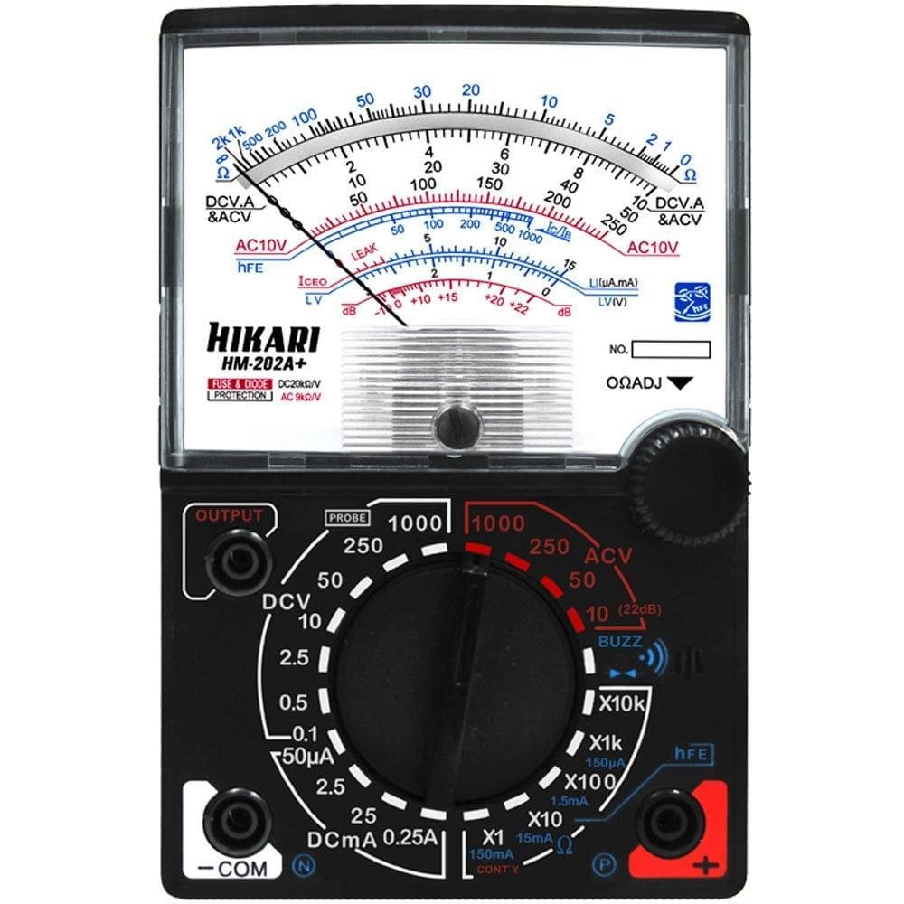 Multímetro Analógico HM-202A+ a Pilha 1,5V e Bateria 9V